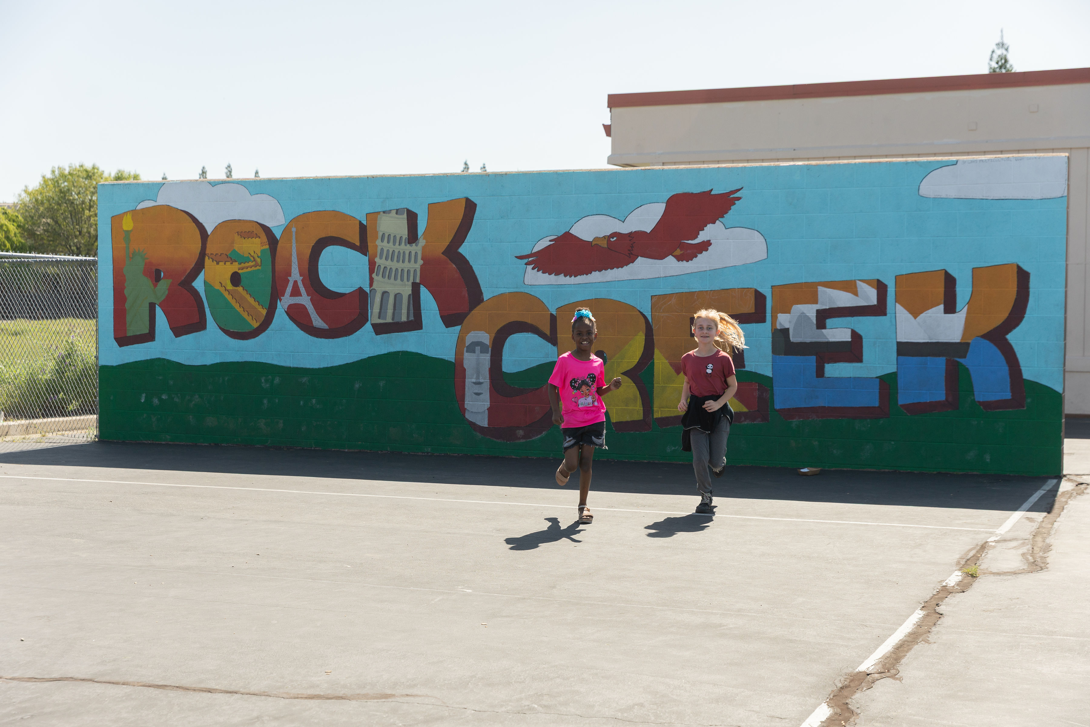 Rock Creek Students running on pavement