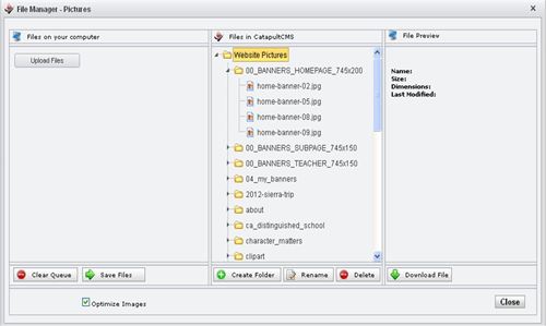 	 Screenshot of the catapultCMS picture manager