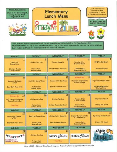 May Lunch Menu